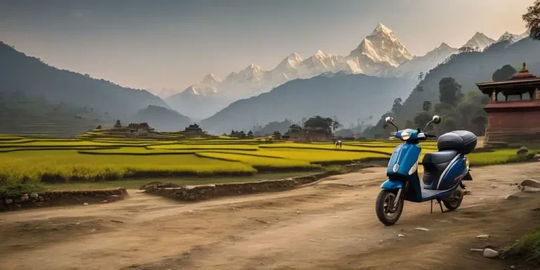 Dio scooter in Nepal landscape