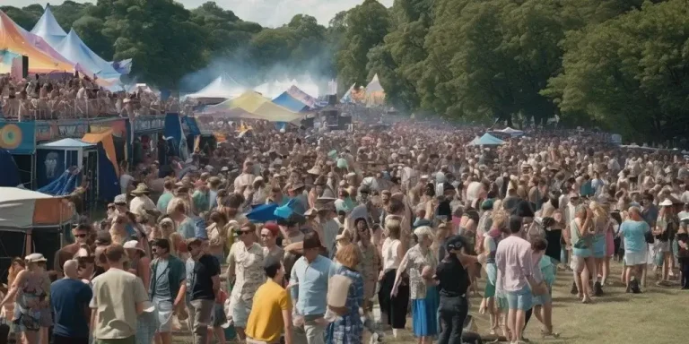 crowd arriving at music festival